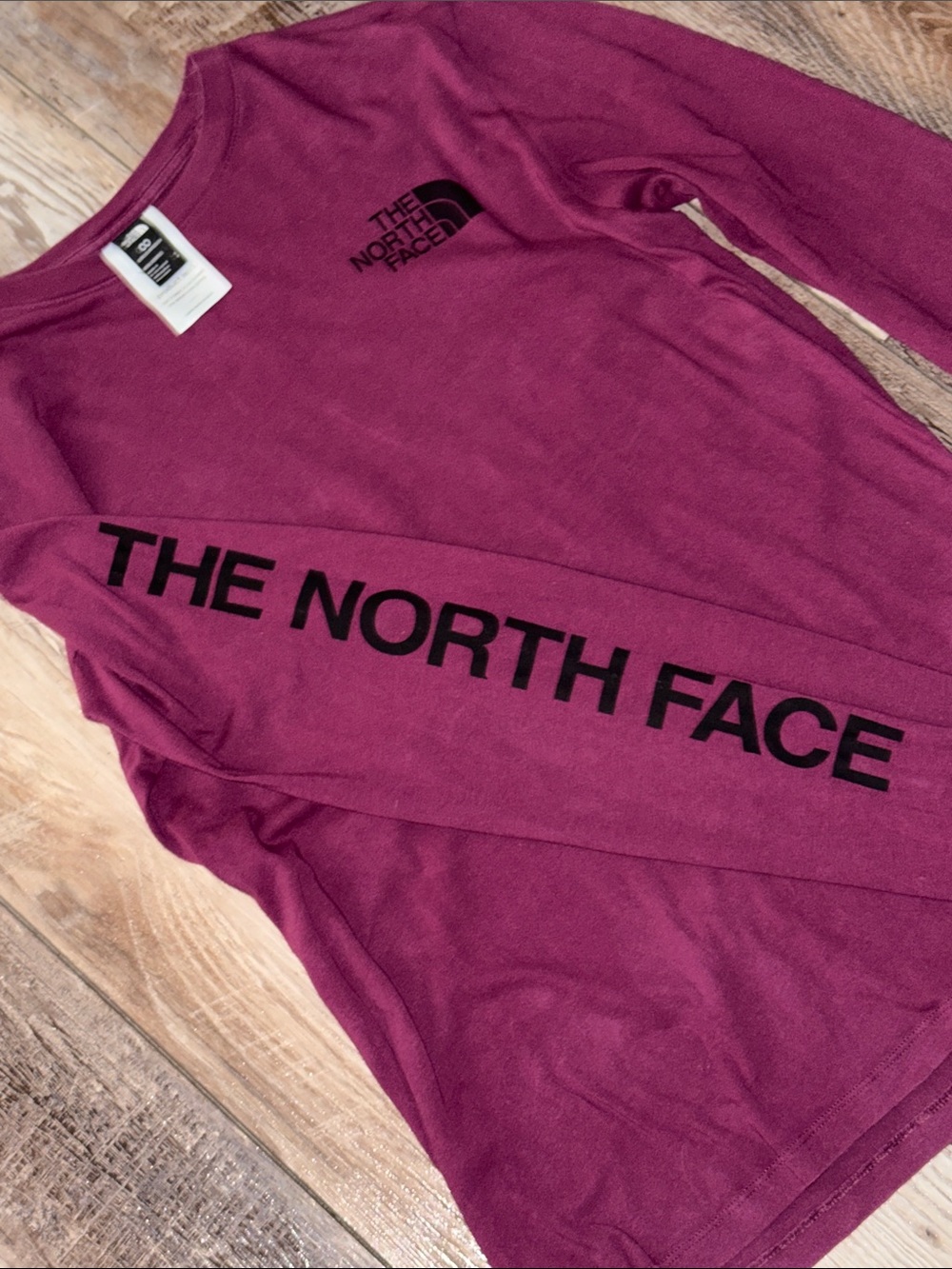 The North Face Men's Long-Sleeve Crew in Burgundy Red